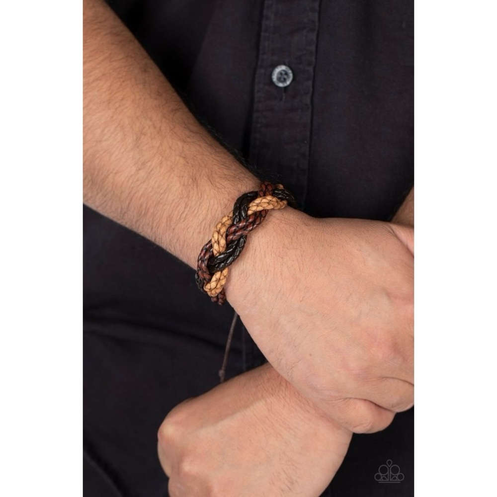 NWT Men's Paparazzi Braided Bracelet Brown - Picture 2 of 2